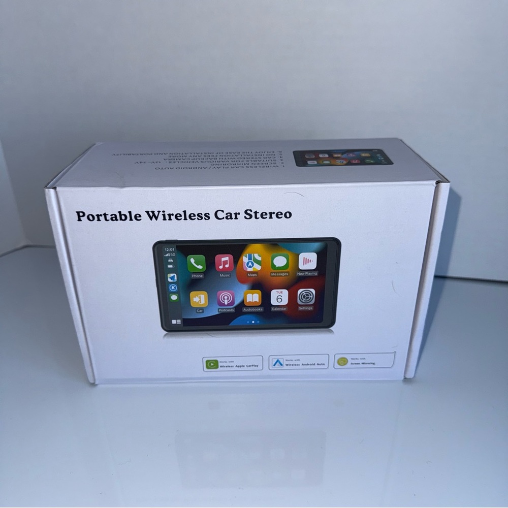 NIB Portable Wireless Car Stereo - ELECTRONIC phone connection to car in black - Picture 1 of 4